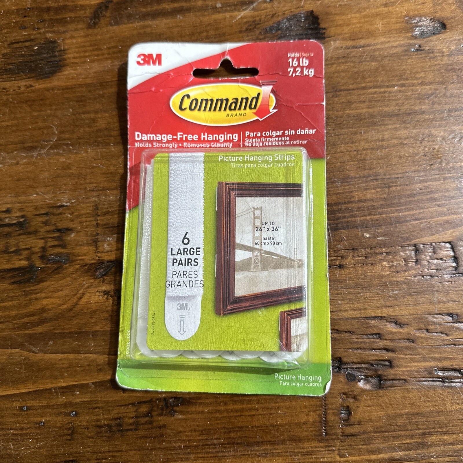 Command 16 lb Large White Picture Hanging Strips, 6 Large pairs