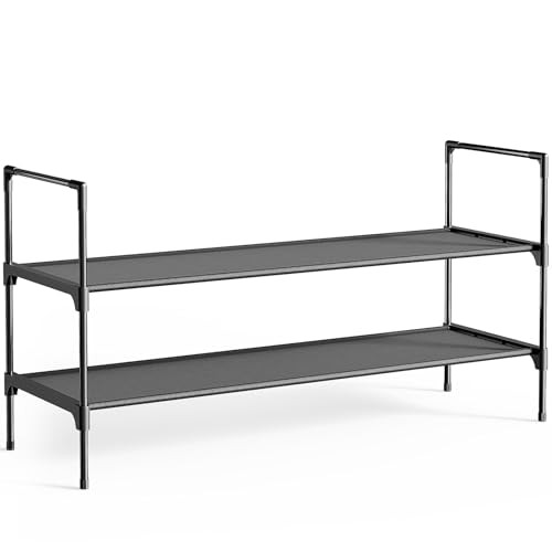 Shoe Rack – 3-Tier Shoe Organizer, Shoe Rack for 36.2″ Wide – 2 Tiers Black