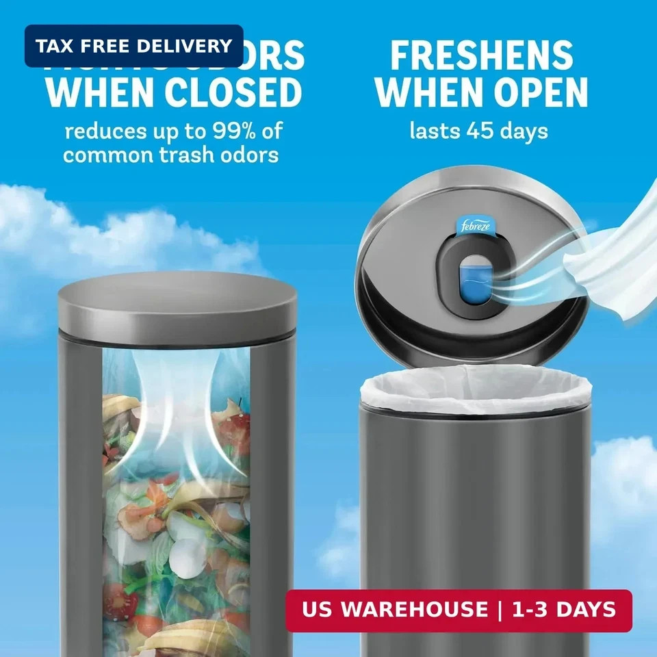 Febreze Trash Odor Fighter, Trash Can Air Freshener, Stick-On Deodorizer for Gar