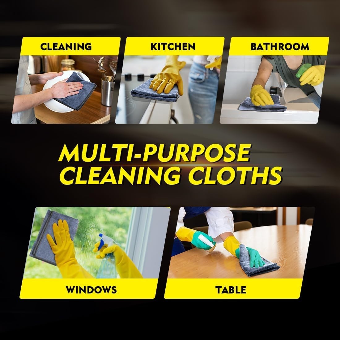 Ultra Absorbent Grey Microfiber Cleaning Rags – 200 Count, Lint and Scratch Free