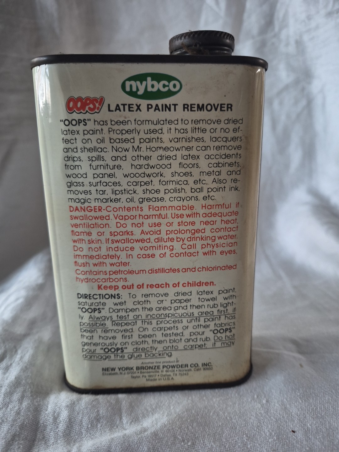 OOPS! NYBCO Stain Remover 1 US Pint Original DISCONTINUED Empty Rare