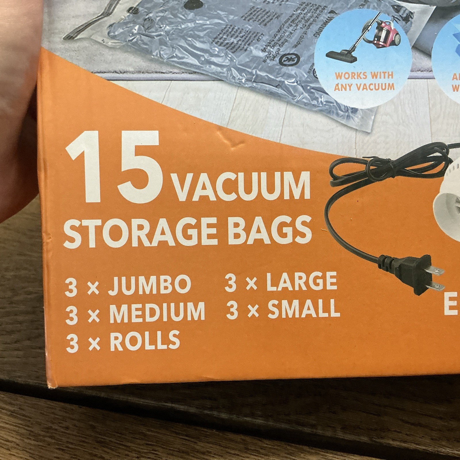 Vacuum Storage Bags 15 Pack with Electric Pump Jumbo Large Medium Small