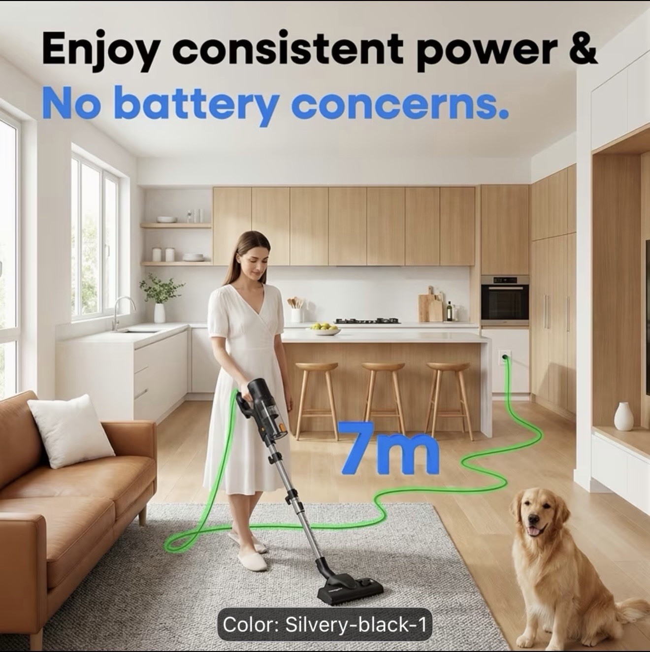 MONSGA 600W Corded Stick Vacuum Cleaner 45KPa Lightweight Pet Hair Black