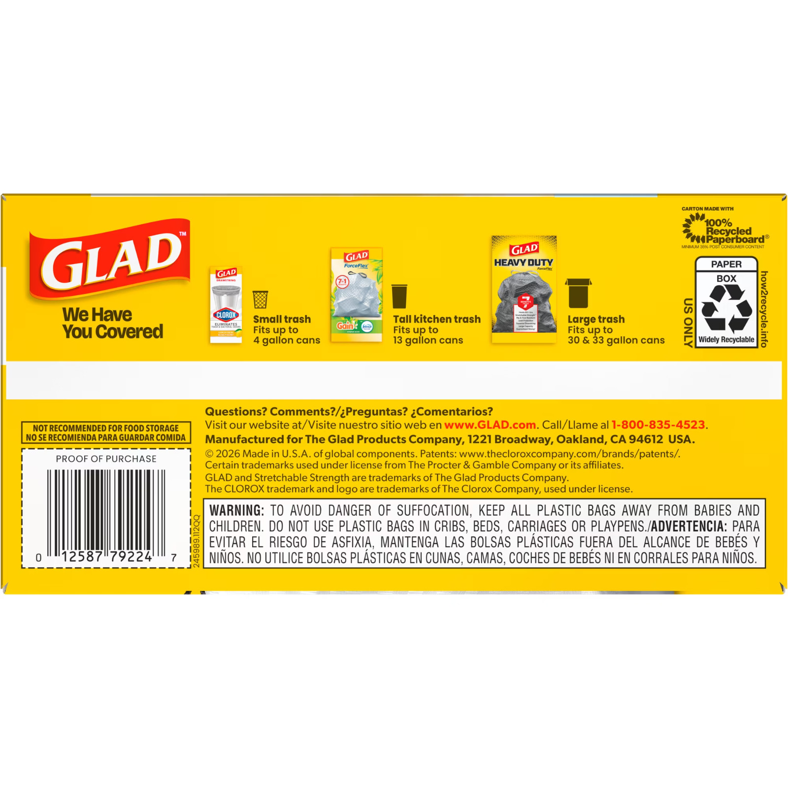 Glad ForceFlex Tall Kitchen Drawstring Trash Bags 13 Gal, 40 Count NEW