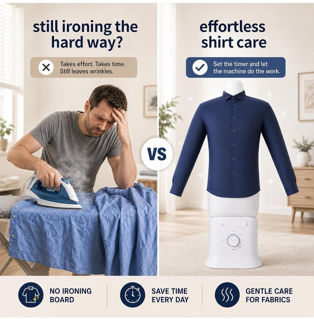 Portable Automatic Garment Dryer & Ironing Machine, Hands-Free Clothes…