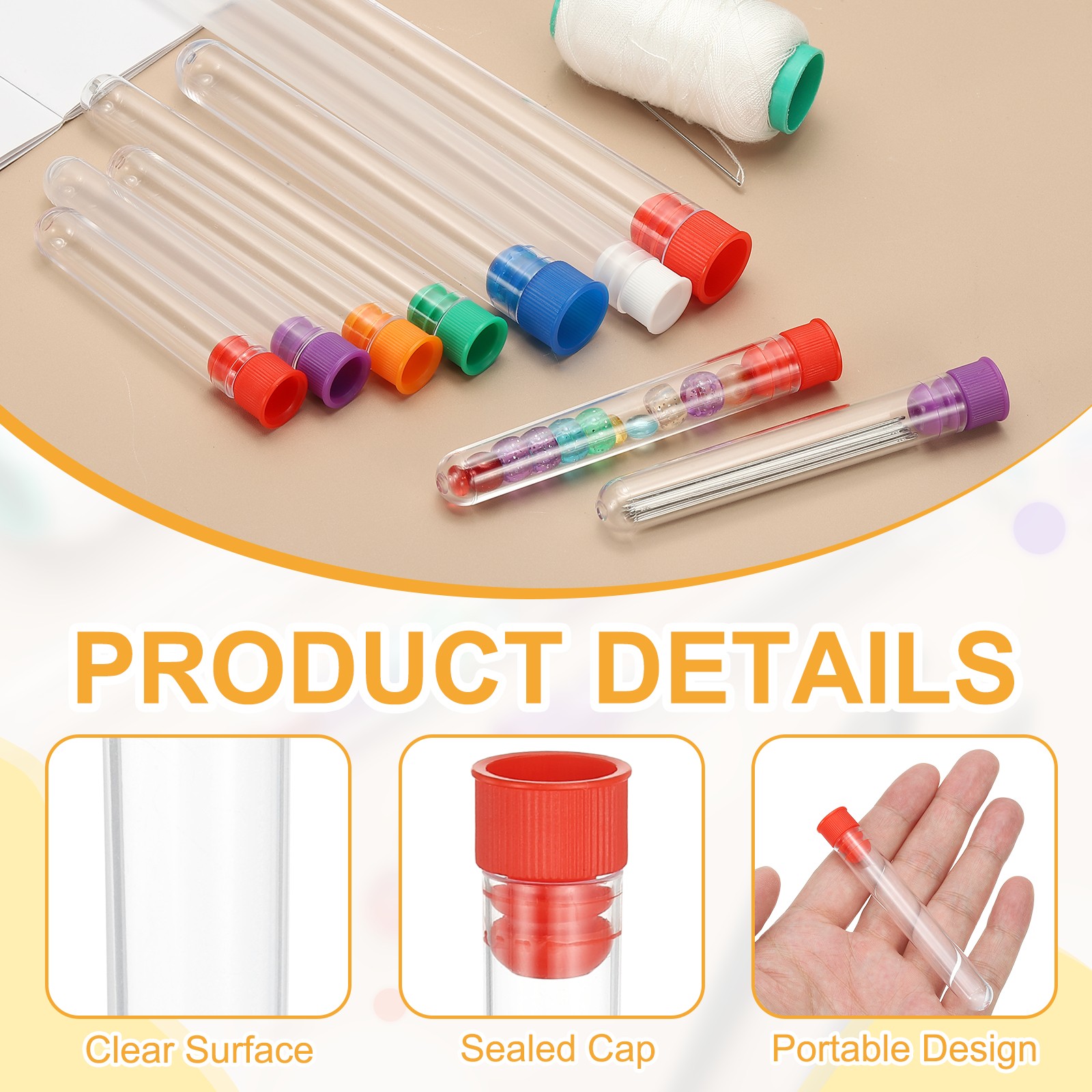 3.9″ Length Plastic Sewing Needle Storage Holder, 8 Pcs Clear Pin Tube Red