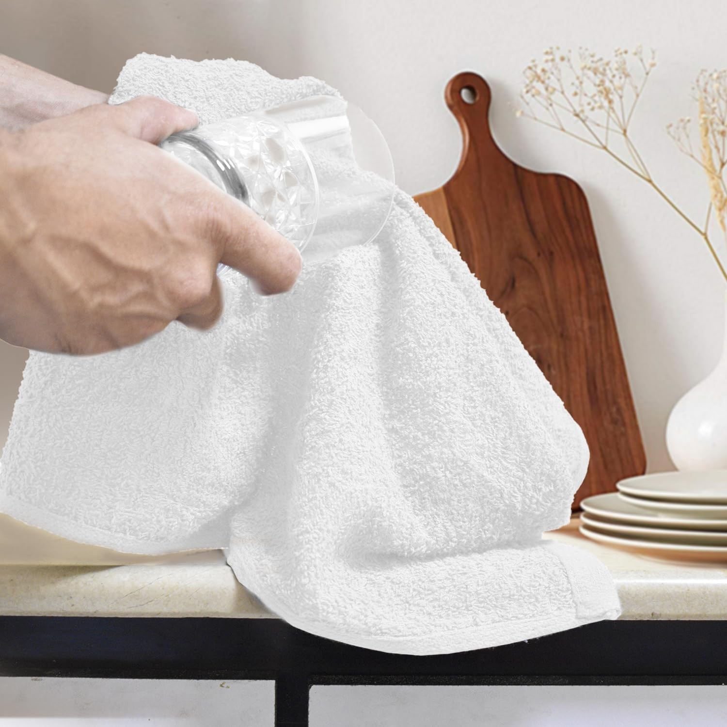 100% Cotton Bar Mop Kitchen Towels, 16×19 inches, Pack of 12, 350 GSM, White …