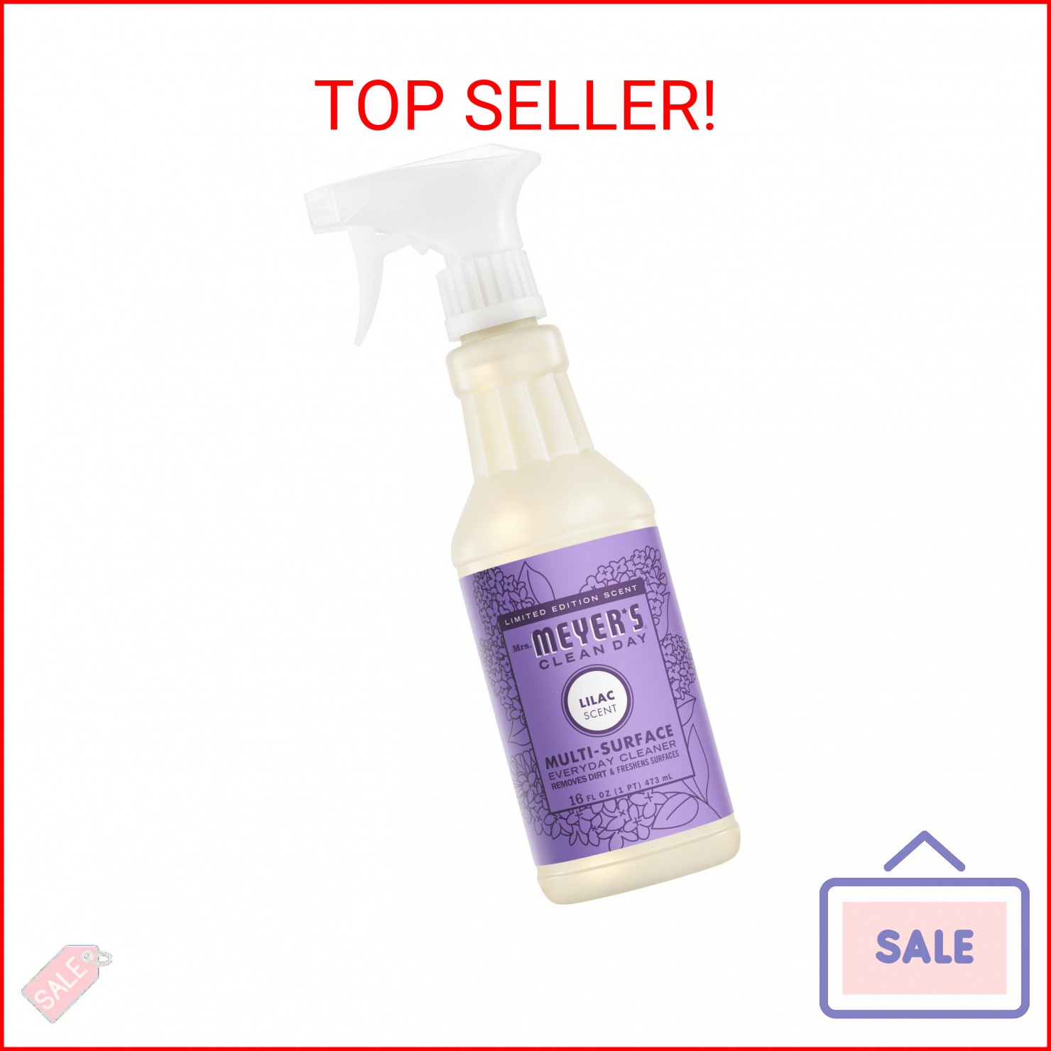 MRS. MEYER’S CLEAN DAY Multi-Surface Everyday Cleaner, Lilac Scent, 16 Fl Oz Bot