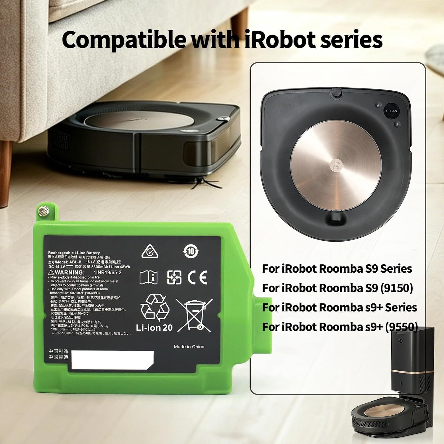 ABL-B Battery 48Wh 16.4V For iRobot Roomba S9 S9+ S9550 9550 Robot Vacuum