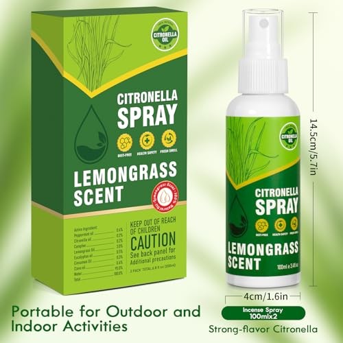 Citronella Spray, DEET-Free, 200ML Air Freshener Spray Summer Outdoor |