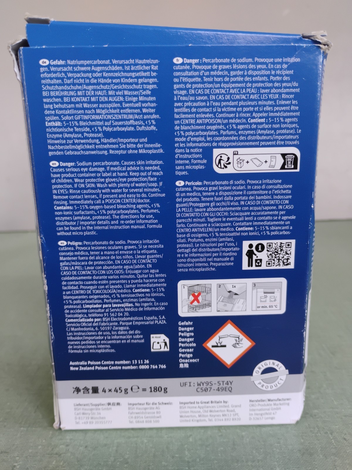 Bosch Dishwasher Machine Cleaner Descaler Degreaser 4-Pack 180g Damaged Box