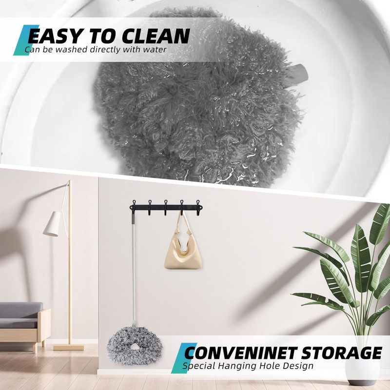 Ceiling Fan Cleaner Duster Reusable Microfiber With 13-48” Extension Pole Grey