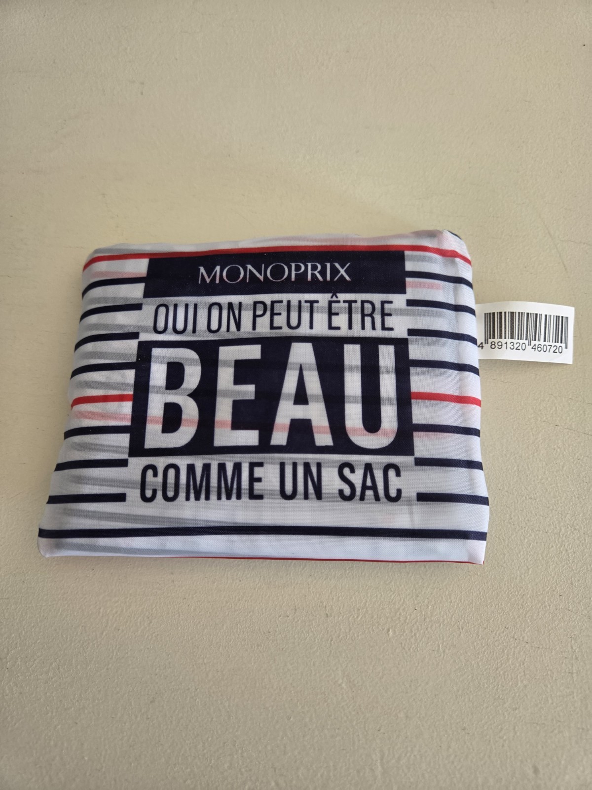 Monoprix Reusable Red,White&Blue Stripe Shopping Bag
