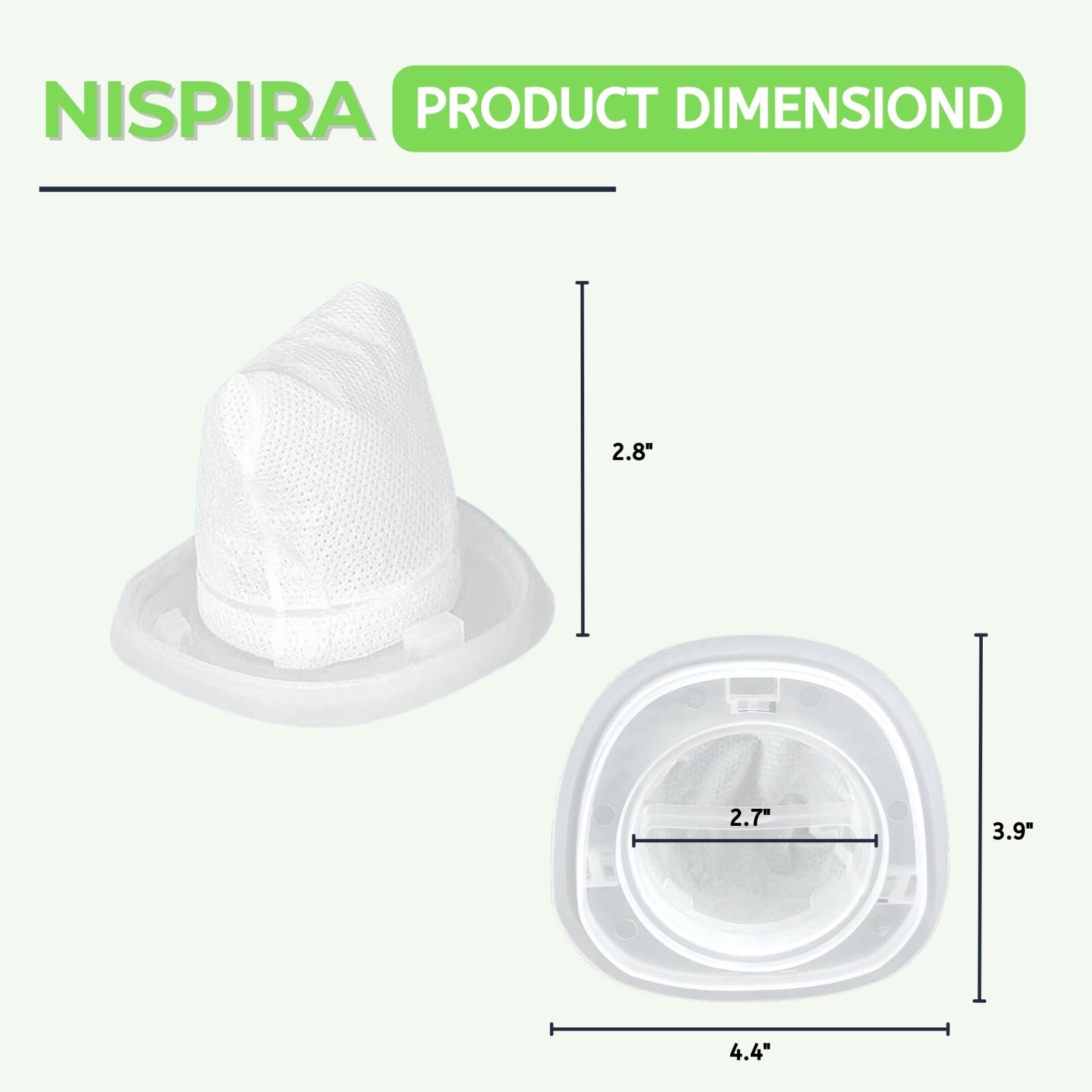 Nispira HNVCF10 Replacement Filter for BLACK+DECKER Handheld Vacuum, 3 Packs