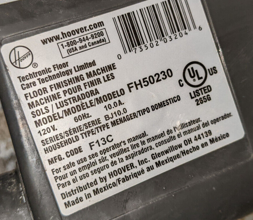 SEE PICTURES AS-IS! MOTOR FROM FH50230 HOOVER CARPET WASHER CLEANER H-304337001