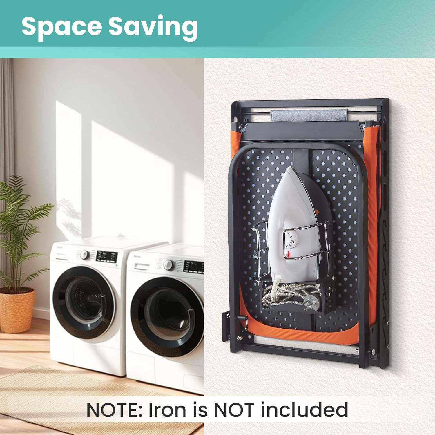 Wall Mounted Ironing Board with Iron Holder, 42X14 Compact Mount Foldable Ironin