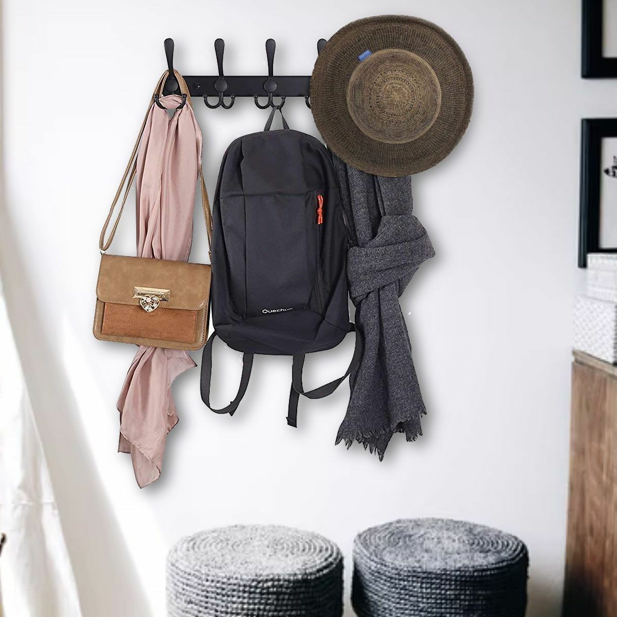 Stainless Steel 15 Hooks Coat Robe Hat Clothes Wall Mount Hanger Towel Rack 2025