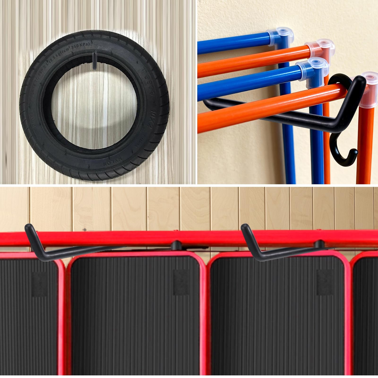 6 PCS Heavy Duty Screw In Hooks 75LB Capacity Black Ladder Vinyl Coated