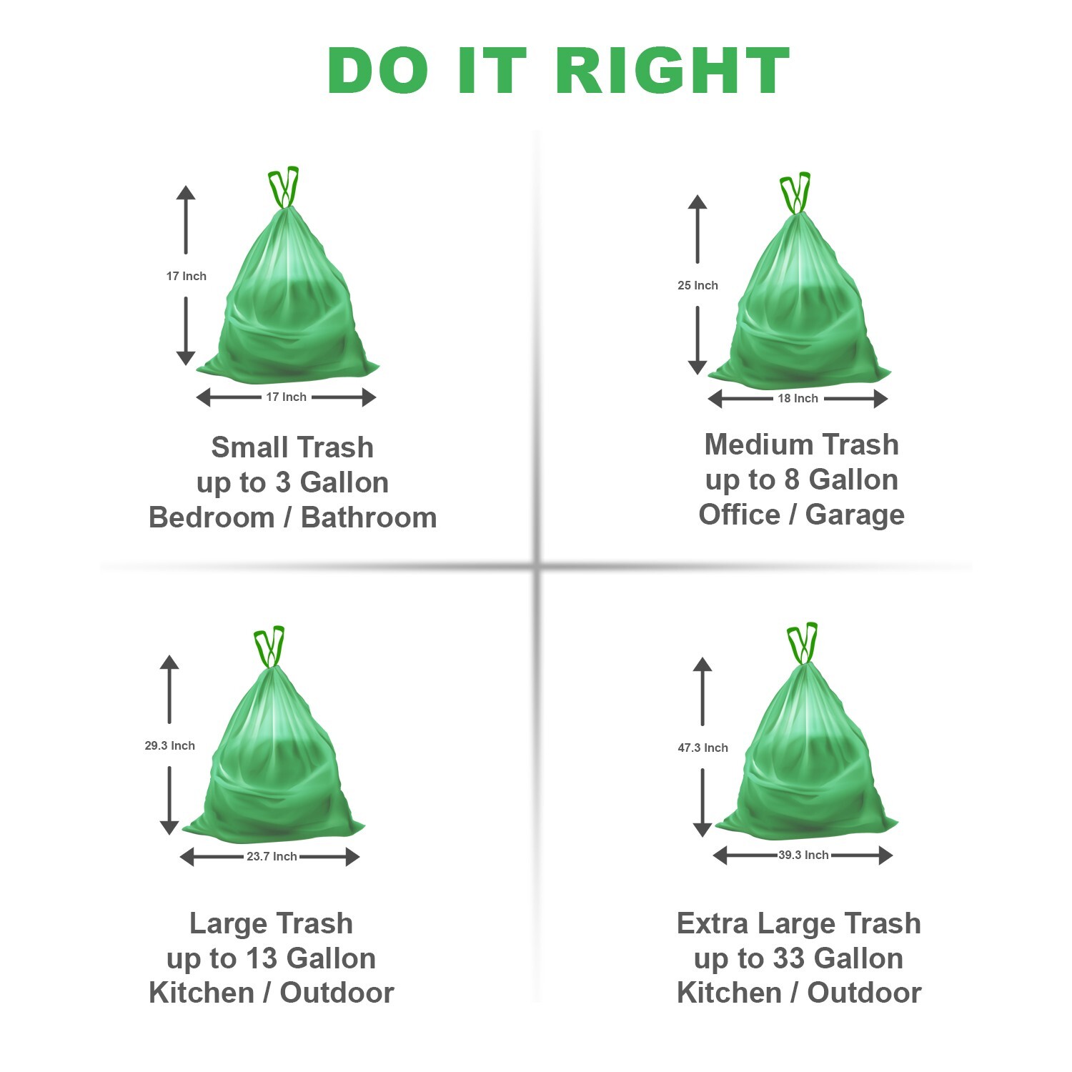 Trash Bags with Drawstring 100% Compostable Durable Garbage Bags 3,8,13 & 30 Gal