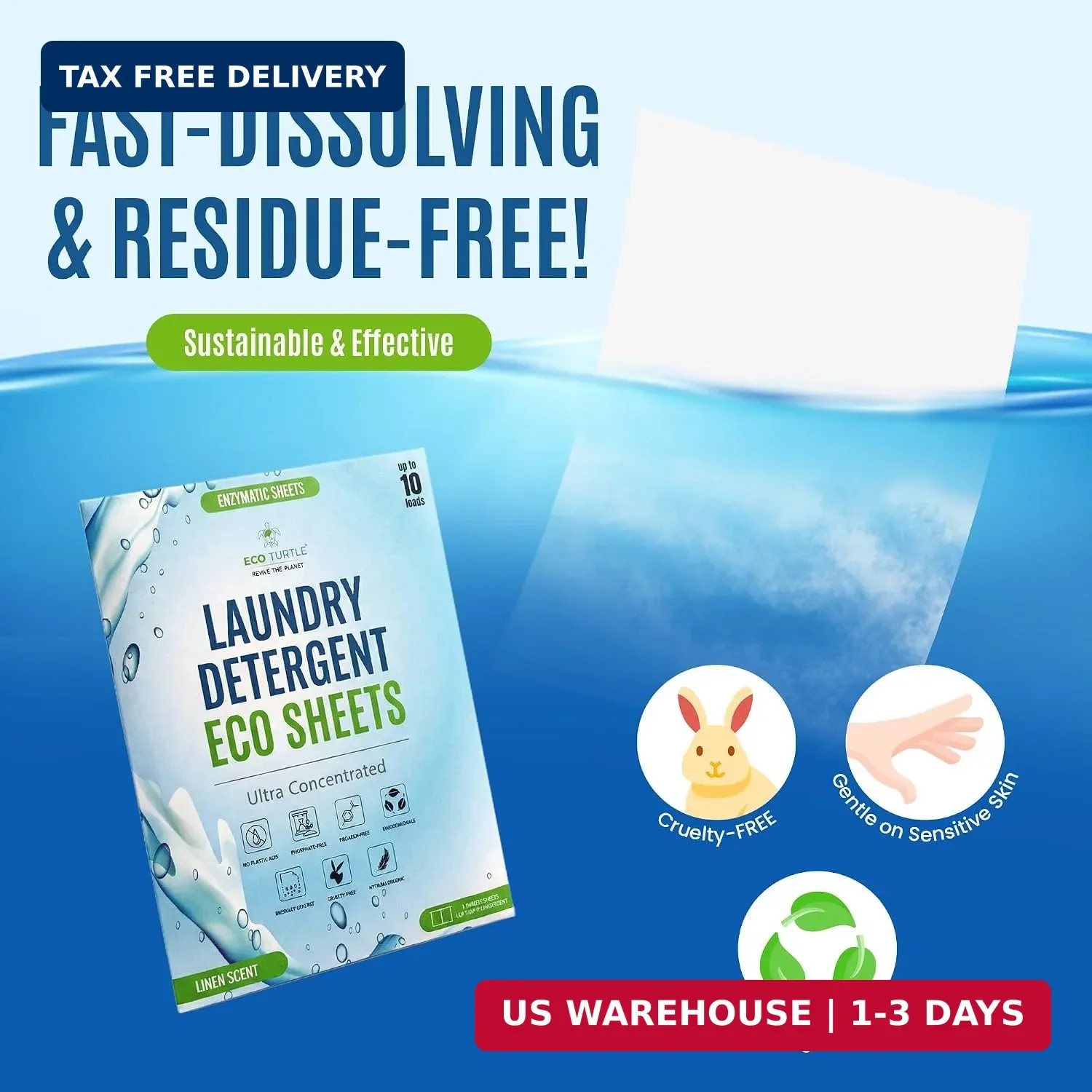 Eco-Friendly Travel Size Laundry Detergent Sheet 10 Load Ultra Concentrated | St