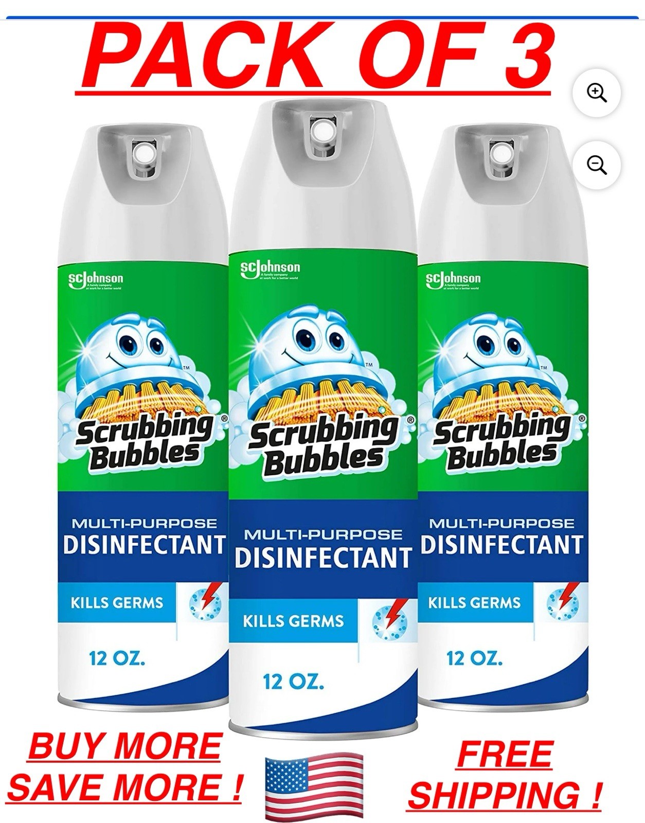 Scrubbing Bubbles Multi-Purpose Disinfectant Spray, 12 oz ( 3 pc )
