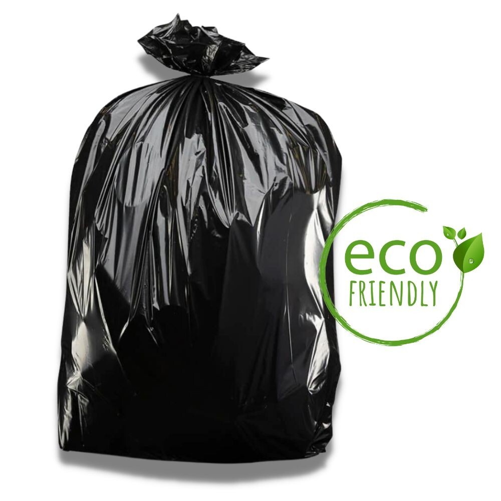 Plasticplace 25 Gal Eco-Friendly Trash Bags – Black, case of 100 bags