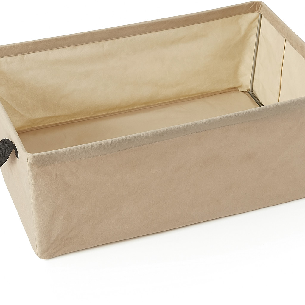 4pcs Medium Fabric Storage Baskets with Handles – 15″L x 10.2″W x 7.5″H, Beige