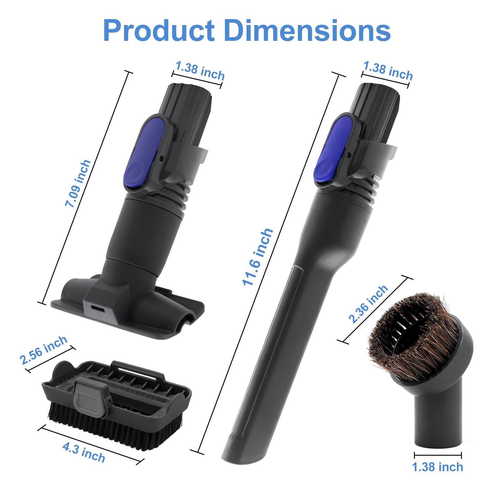 Vacuum Crevice Tool & Removable 2-in-1 Brush & Horse Brush Replacement for Sh…