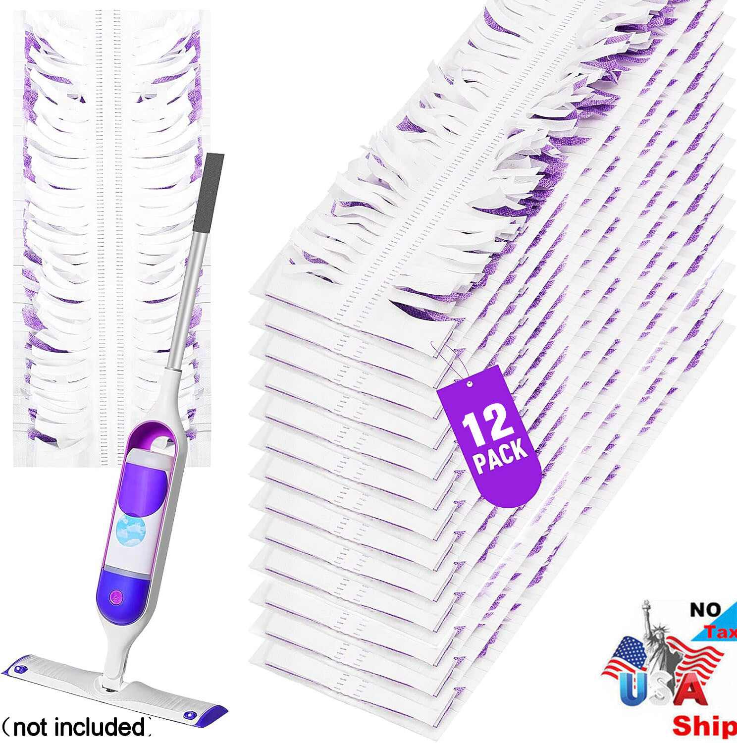 12 Pack Disposable Power Mop Pads Refills Multi-Surface Replacement Mopping Pads