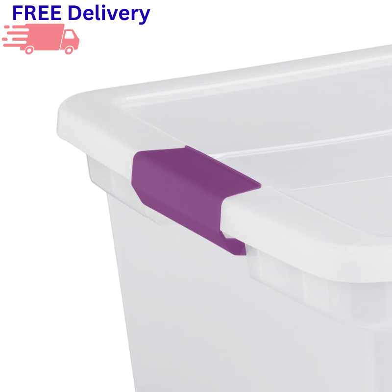 Sterilite 66 Qt ClearView Latch Box Plastic Storage Bin Container Clear 6-Pack