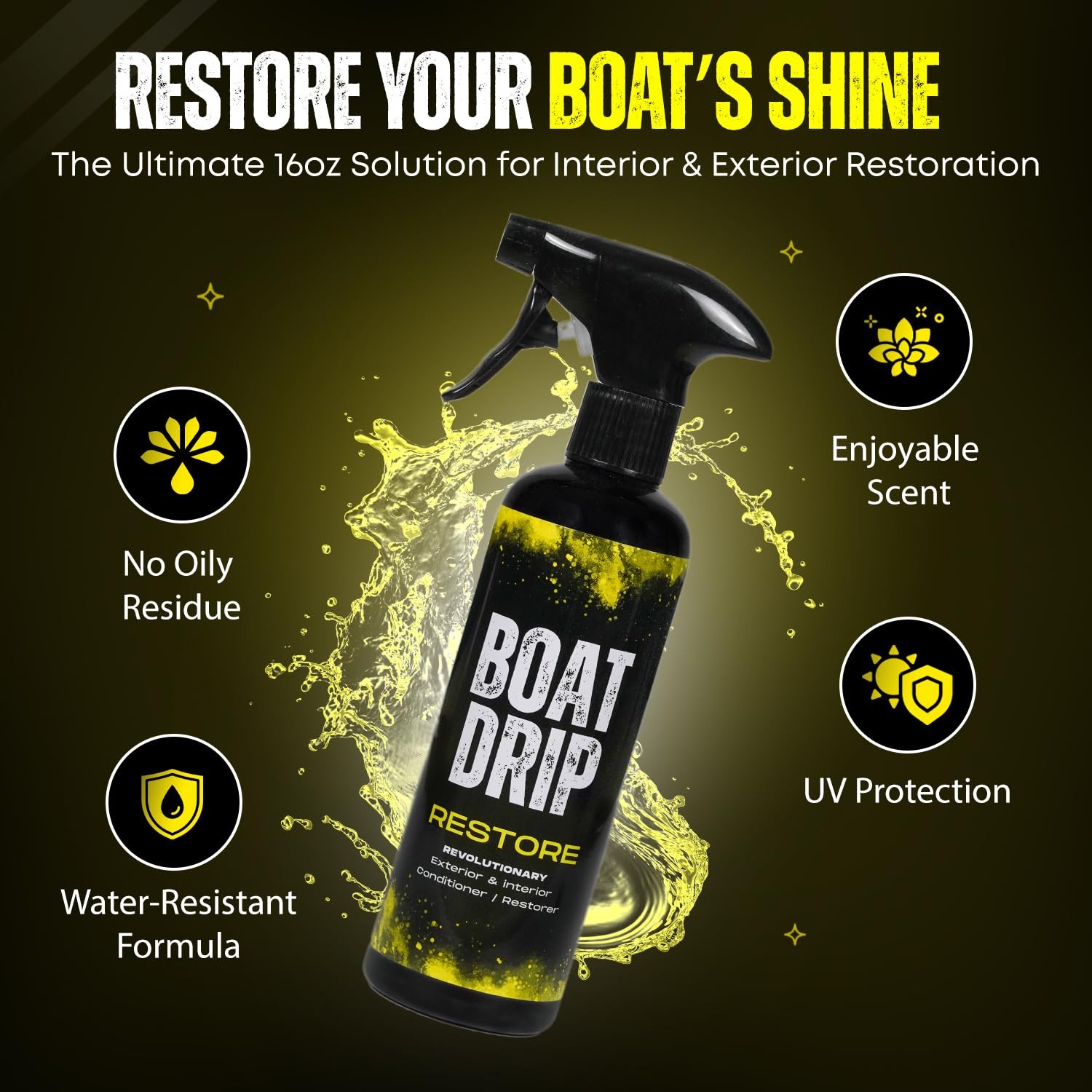Restore – Interior and Exterior Boat Restoration Spray w/UV Protection – 16oz…