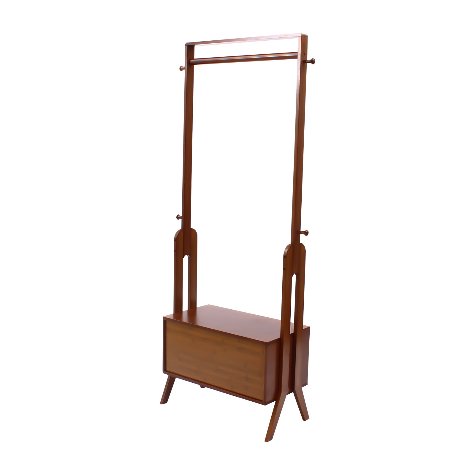 Bamboo Clothing Rack With Storage Drawer, Garment Rack Clothes Racks For Hanging