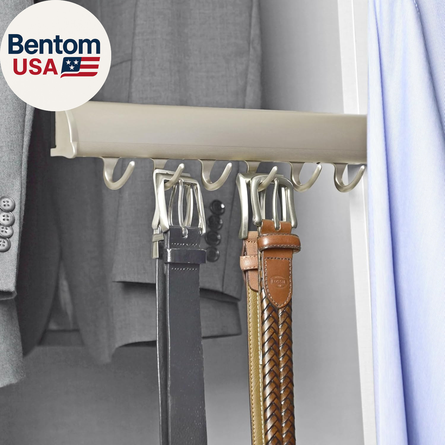 Designer 5-Hook Expandable Valet Belt Rack, 11.75-Inch Extendable Wardrobe Close
