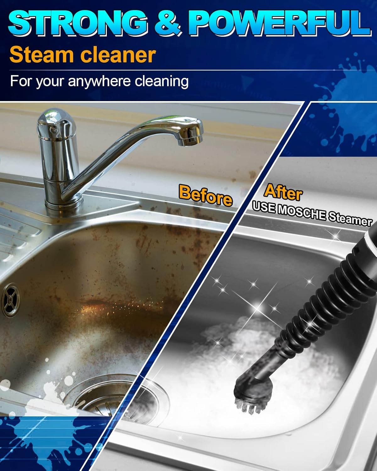 Effortless Deep Cleaning – Handheld Steam Cleaner with 11 Accessories Included