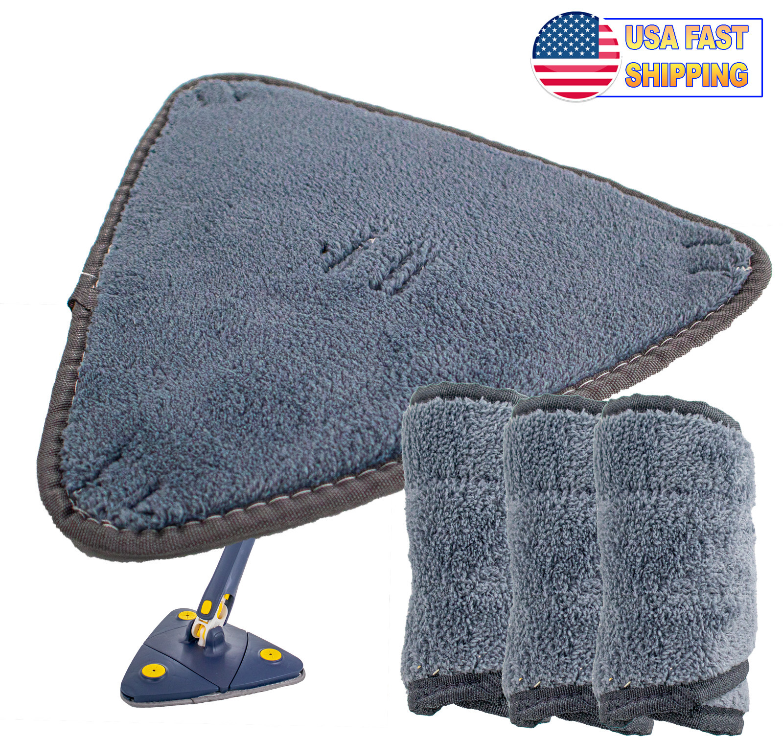 4 Mop Pads For 360 Adjustable Cleaning Mop Triangle Wet Dry Self Wringing Mop