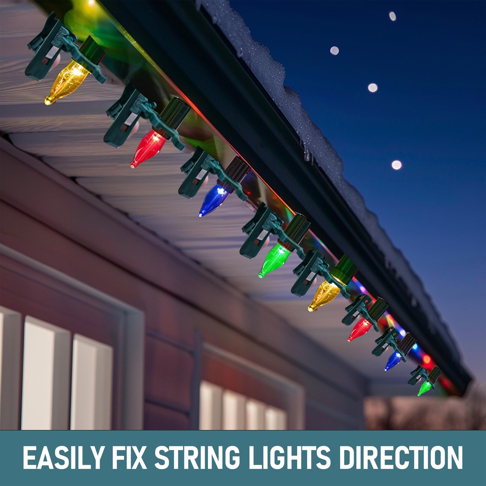 C7 C9 Universal Spring Clips for Holiday Lights, 50 Count Shatterproof Clips