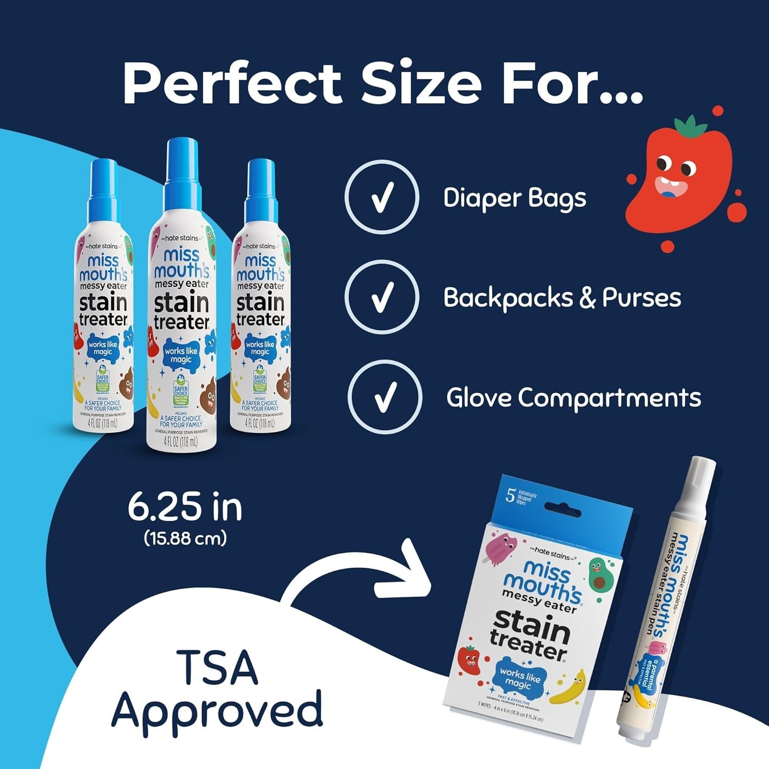 Messy Eater Stain Treater Spray – 4oz, Biodegradable & Fast Working for Families