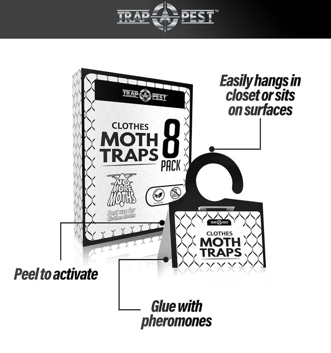 Clothing Moth Traps – 8 Pack – Non Toxic Moth Traps for Clothes with Pheromone..