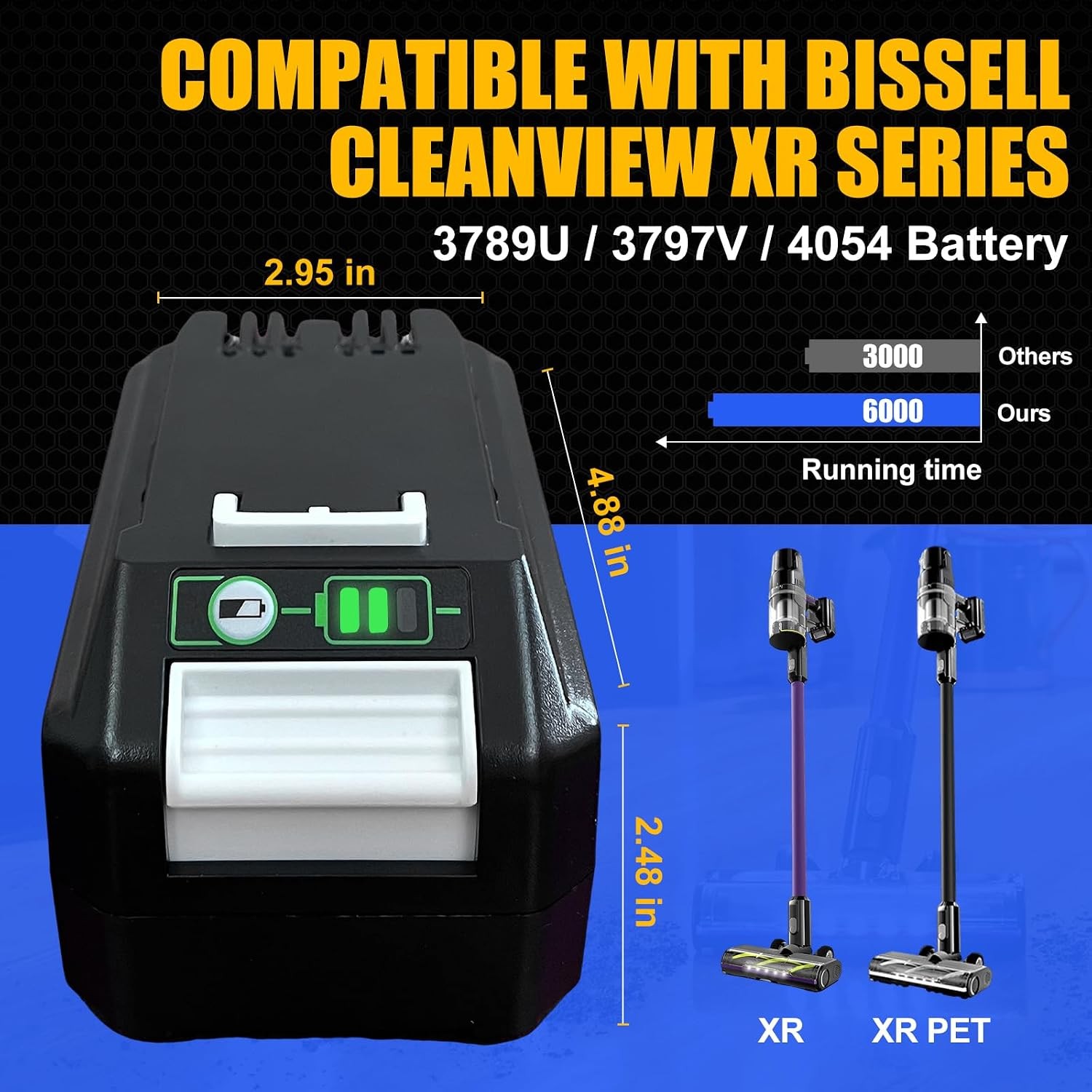 6000mAh Battery for Bissell Cleanview XR Series Cordless Vacuum Cleaner