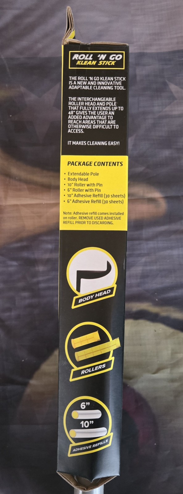Original Roll N Go Klean Stick W/6″ And 10″ Rollers – 30 Sheets – Free Shipping