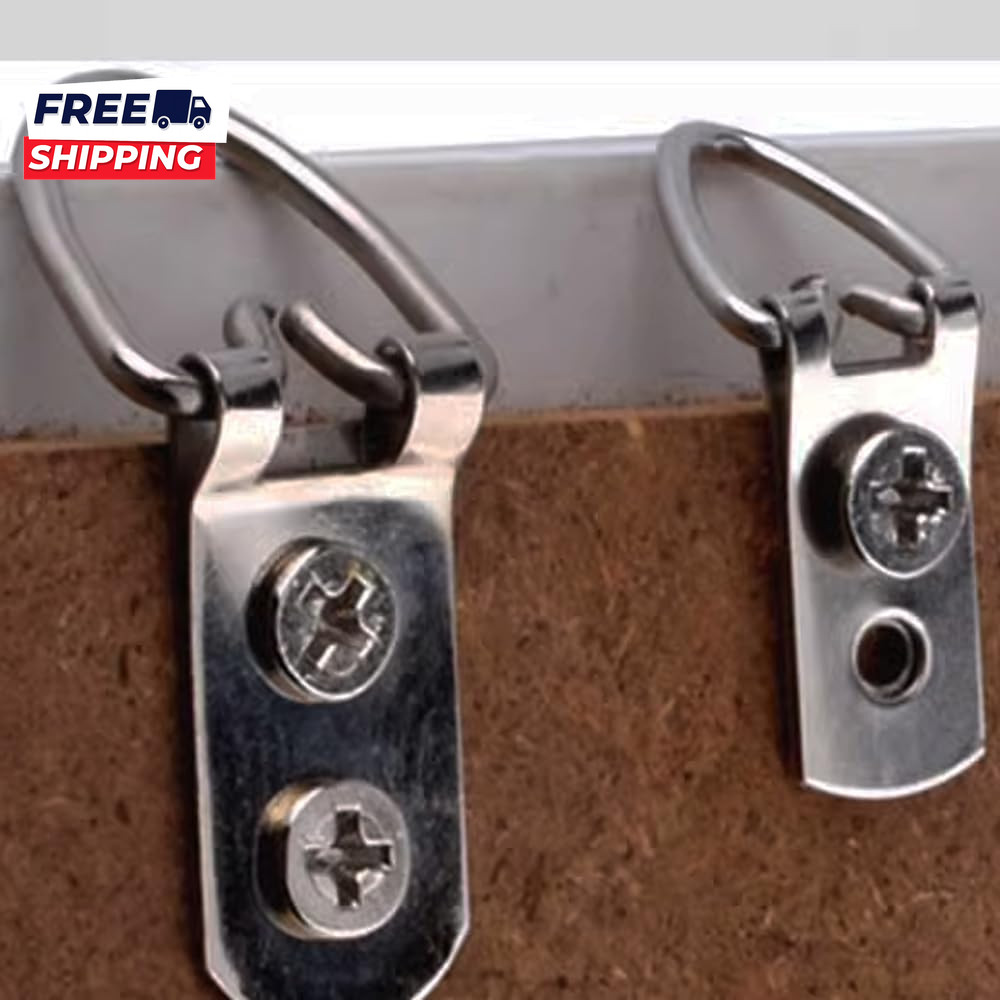 50 Pack Heavy Duty D-Ring Picture Hangers with Screws 2 Holes Metal Picture