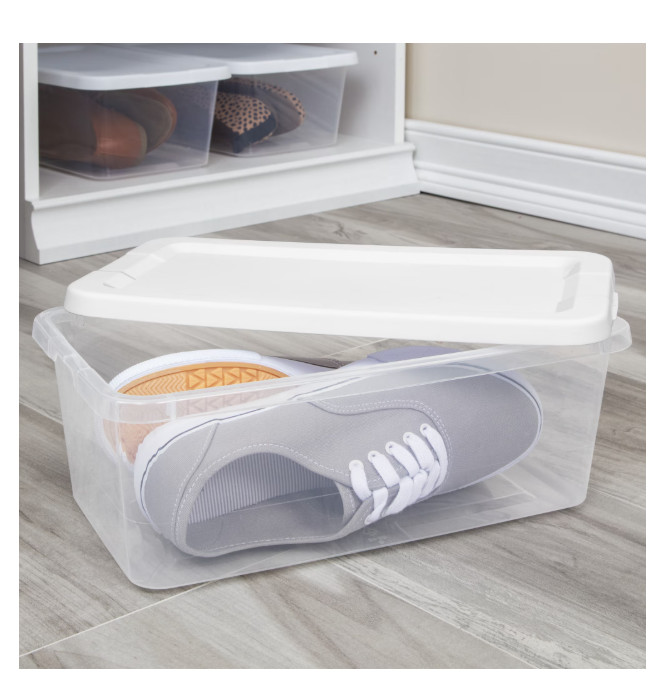 Sterilite 6 Qt Storage Bins 10 Pack Clear Plastic Containers Snap Lid White