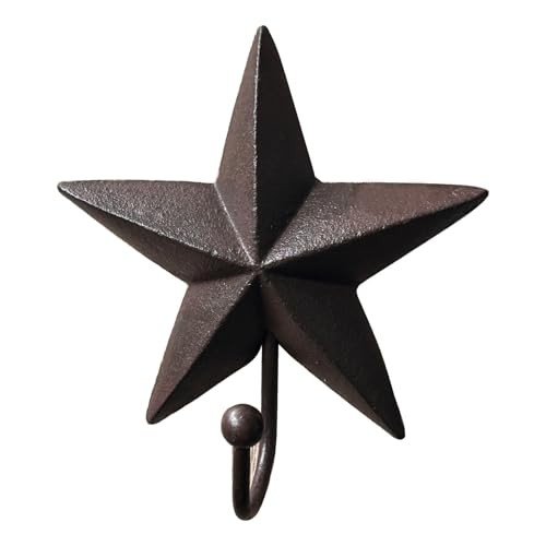 Rustic Star Wall Hooks – Vintage Decorative Western Home Wall Mount Coat 1 Pack