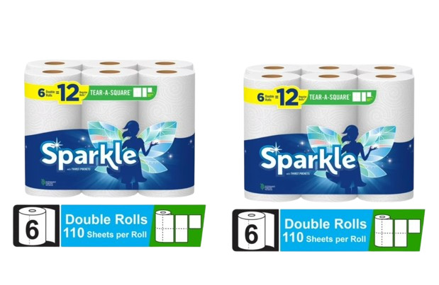 Sparkle Tear-a-Square Paper Towels, 12 Double Rolls 12X2= 24 – Free Ship