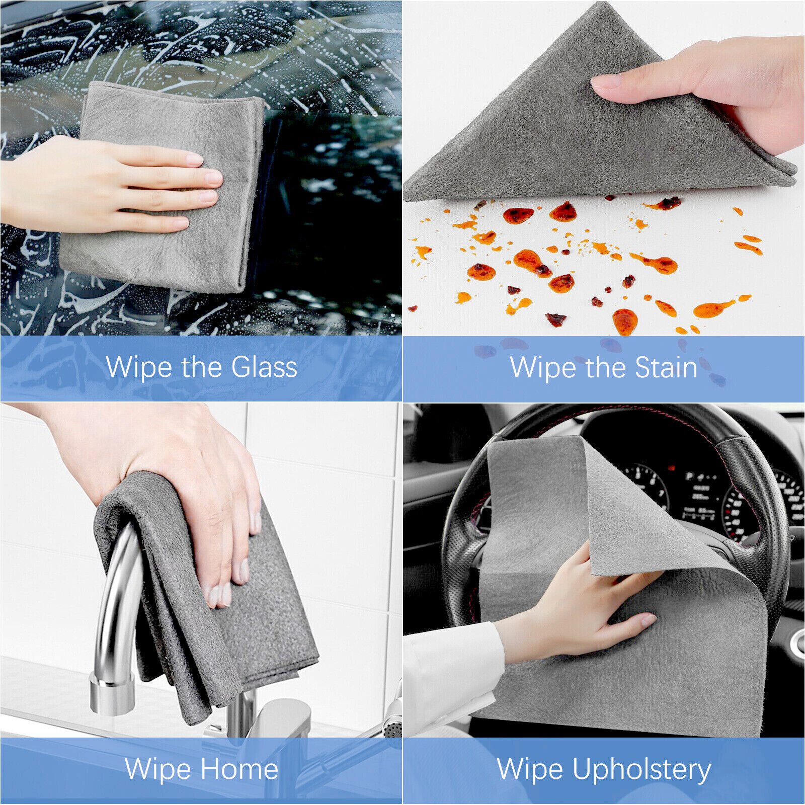 5Pcs Thickened Magic Cleaning Cloth Streak Free Microfiber Cleaning Rag Reusable