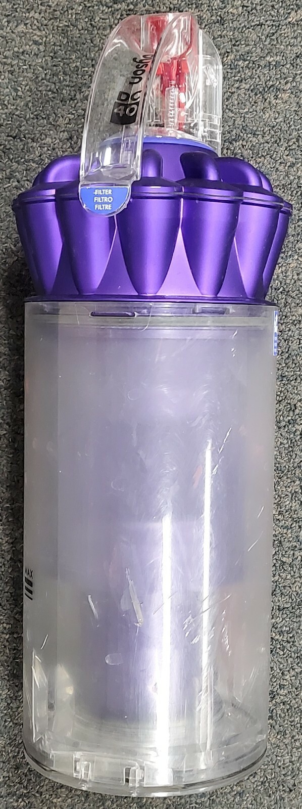 GENUINE DYSON DC40 VACUUM PURPLE CYCLONE & DUST BIN ASSEMBLY – 924966-02 – USED