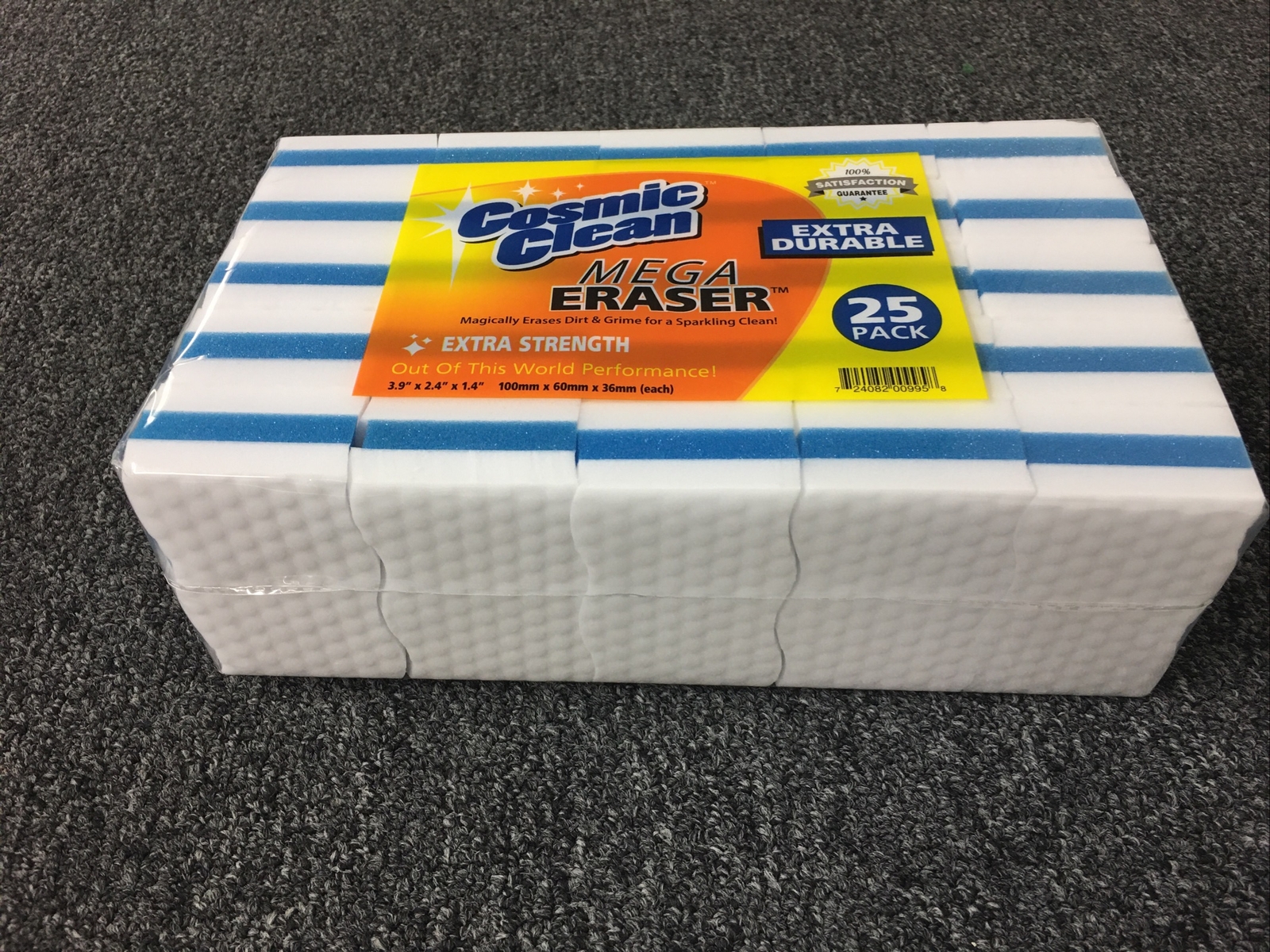 Cosmic Clean Mega Eraser Extra Durable Compressed 25 Pack Melamine Sponge