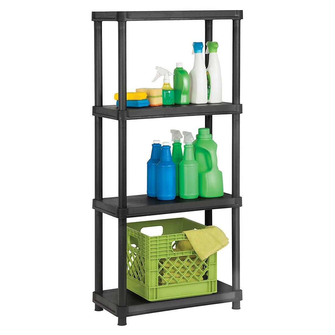 4 Tier Plastic Shelf Storage Rack Shelving Unit Garage Laundry Kitchen Shelves