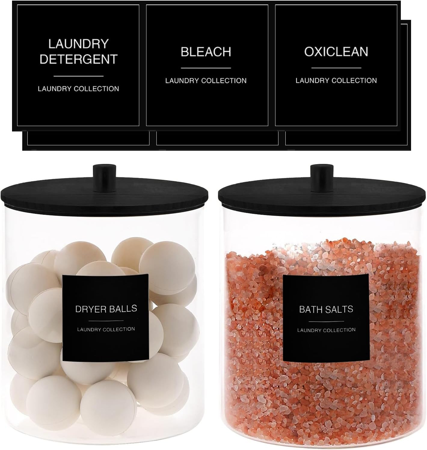 Glass Jars for Laundry Room Organization, Laundry Pods Container with 27 Labels,