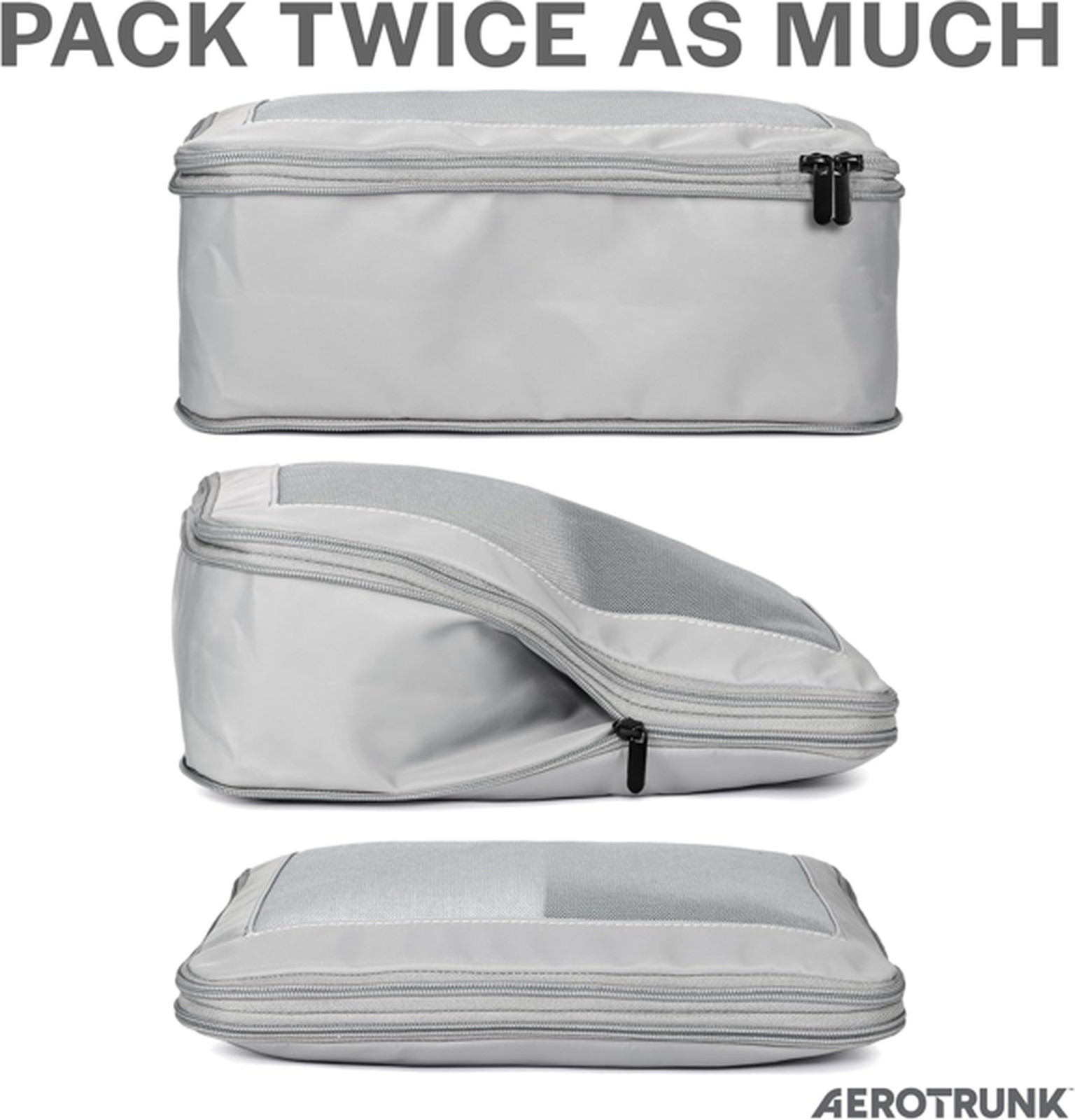 Compression Packing Cubes for Travel, 6-Pack, Light Grey | Solves overpacking